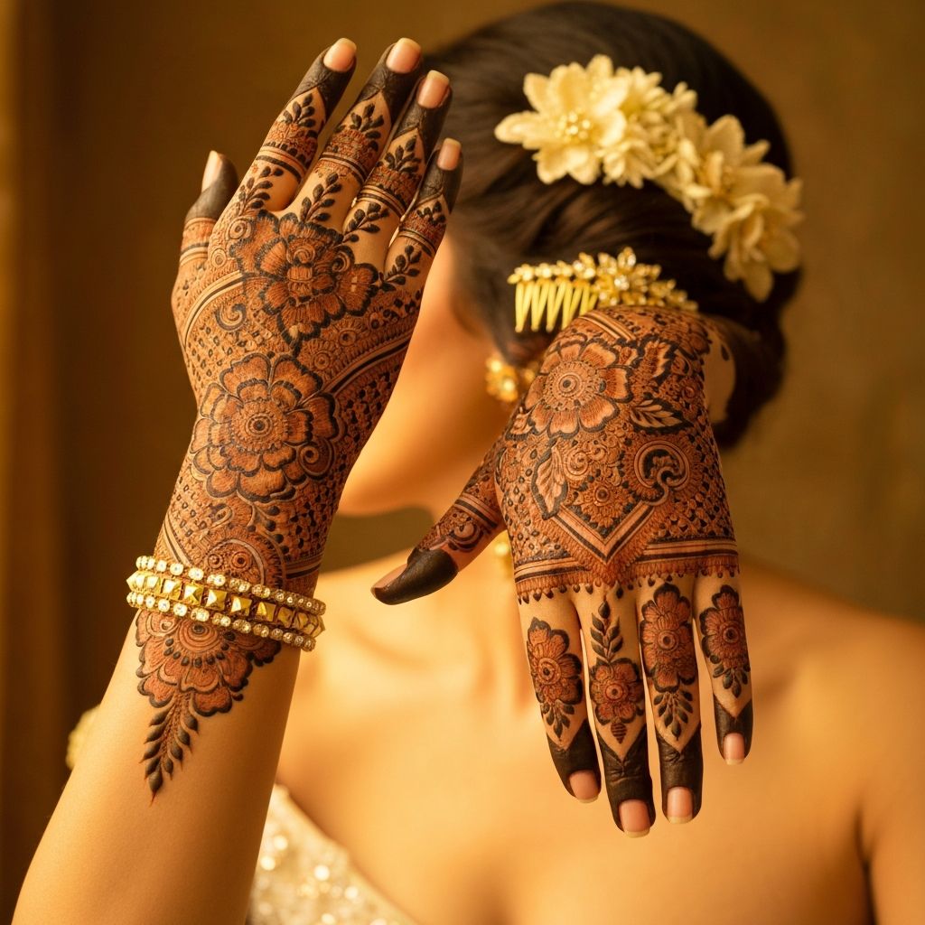 Beautiful bridal mehndi design on hands